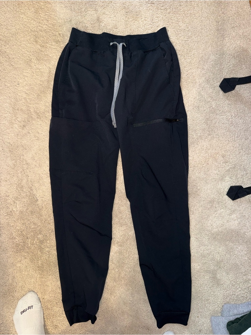 Fabletics Black Men's Joggers with Gray Drawstring